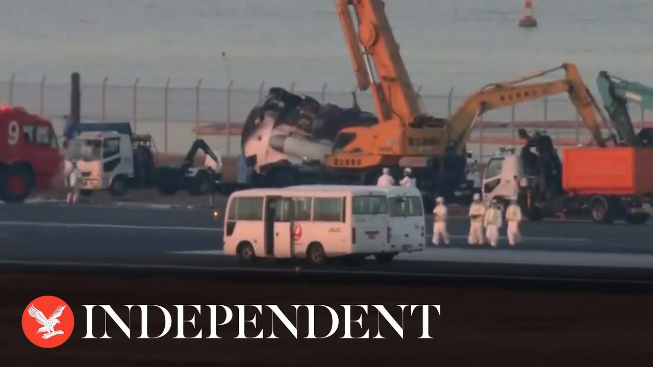 Japan Airlines wreckage continues to be removed from runway