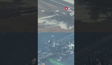 Burning Japan aircraft wreckage revealed #shorts