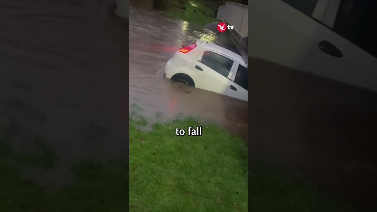 Hero rescues three-year-old from sinking car during Storm Henk flood #shorts #news #weather #uk