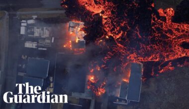 Drone footage shows lava engulfing Grindavík in Iceland