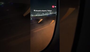 Moment burning passenger plane lands in Japan #news #shorts