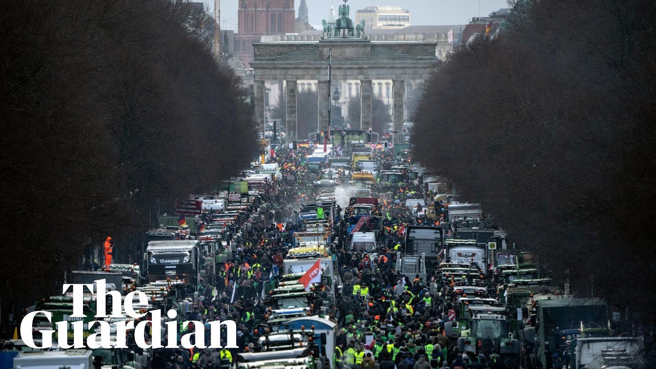 Tractors shut down roads in Berlin in protest against greener farming policies