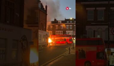 Electric London bus bursts into flames #news #shorts
