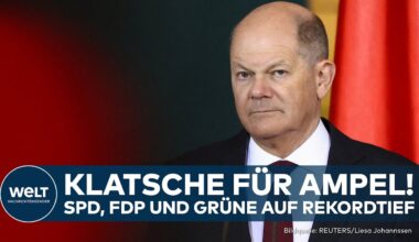 DEUTSCHLAND: Rekordtief! Ampel stürzt in Umfrage ab! Eine Partei ist so stark wie SPD, FDP und Grüne
