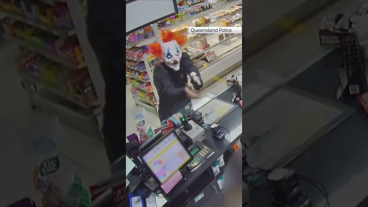 Man in clown mask robs store at gunpoint