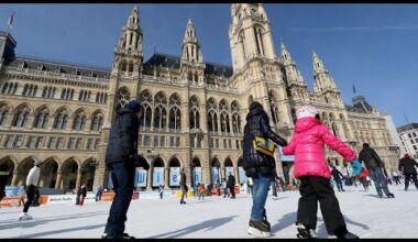 A Vienne, le Danube gelé crée des conditions idéales pour le patin à glace