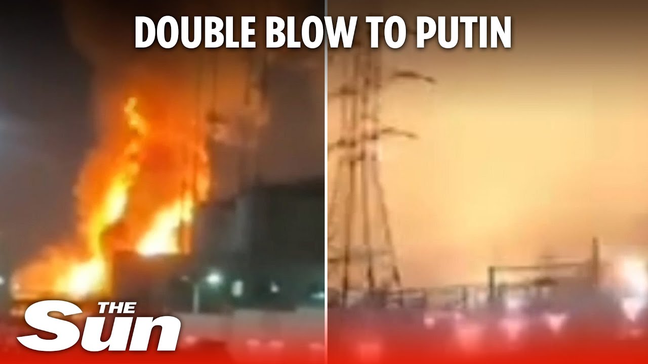Inferno rips through Putin's missile factory & gas plant after drone blitz