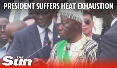 Shocking moment Liberian president Boakai freezes at podium during  inauguration speech