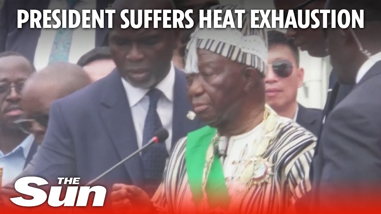 Shocking moment Liberian president Boakai freezes at podium during  inauguration speech