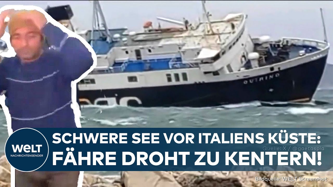 VOR ITALIENS KÜSTE: Dramatisches Video! Fähre droht in acht Meter hohen Wellen zu kentern!