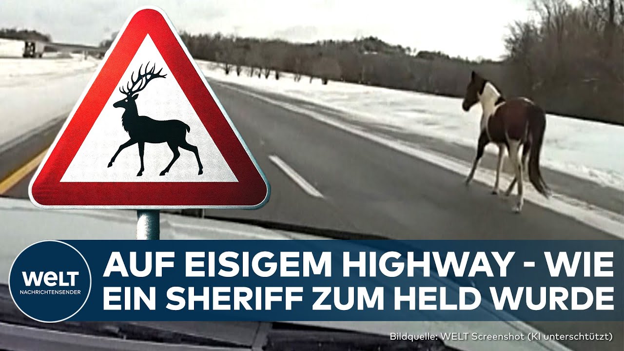 USA: Heldentat auf eisiger Straße! Mutiger Sheriff bewahrt Pferd vor großem Unglück