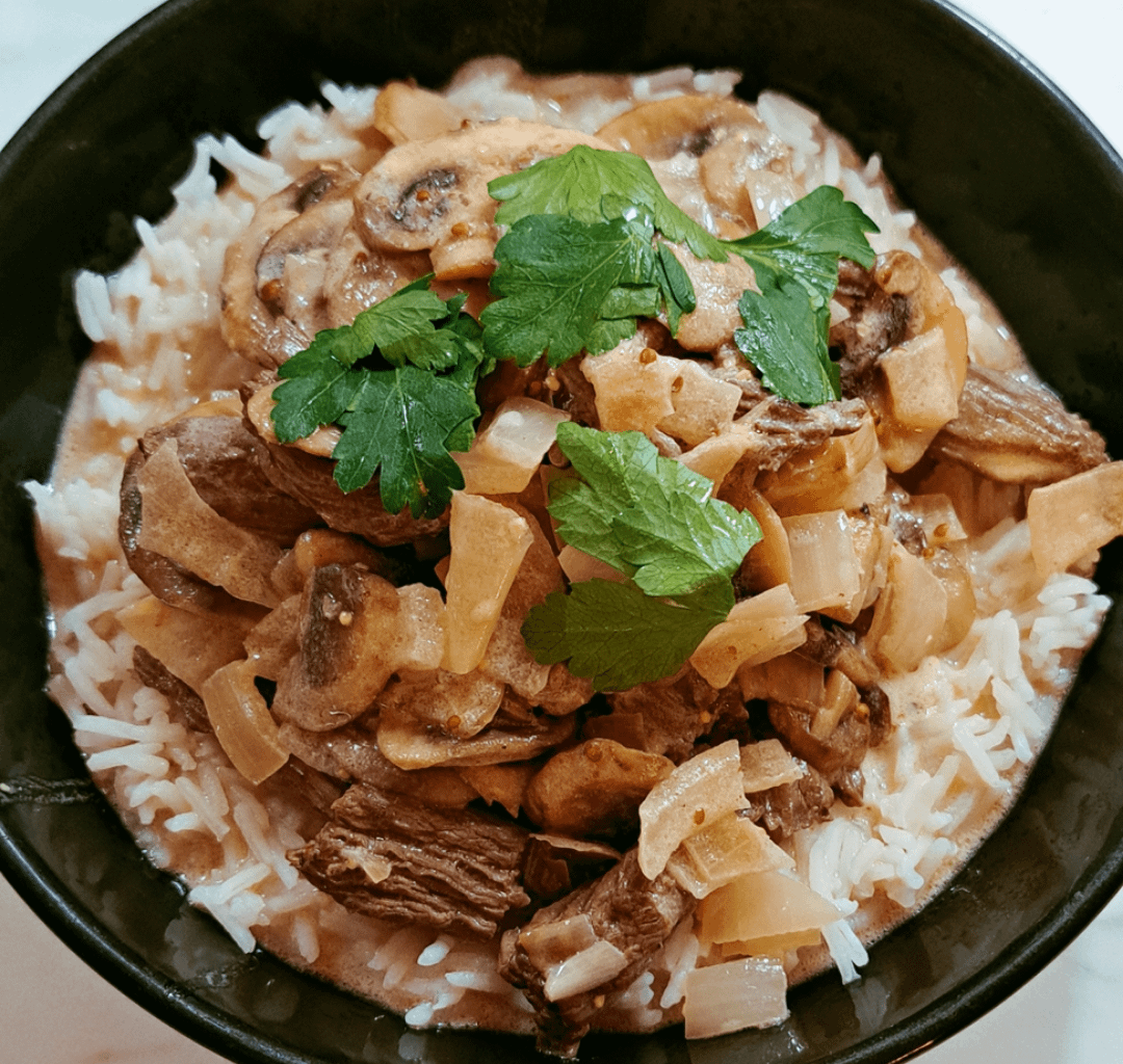 Bœuf strogonoff au cognac