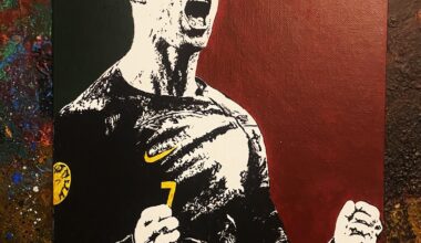 Acrylic painting of CR7 I did last month, thought you guys would like it!