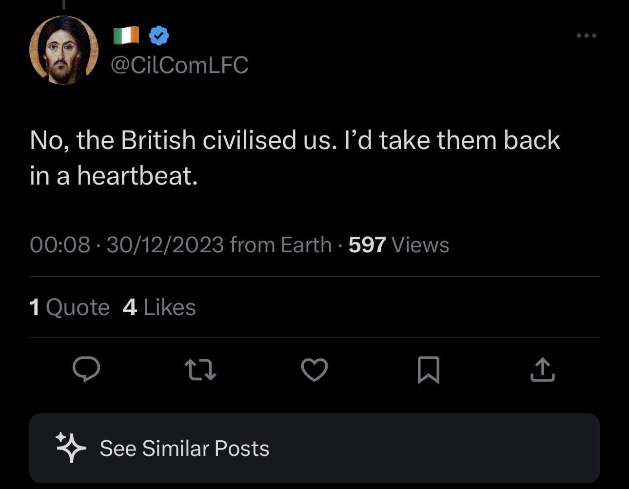Are any of the Irish white Catholic nationalists on Twitter actually Irish? Some of them must be?