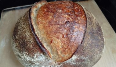 Pain au levain cuit sur une pierre à pizza