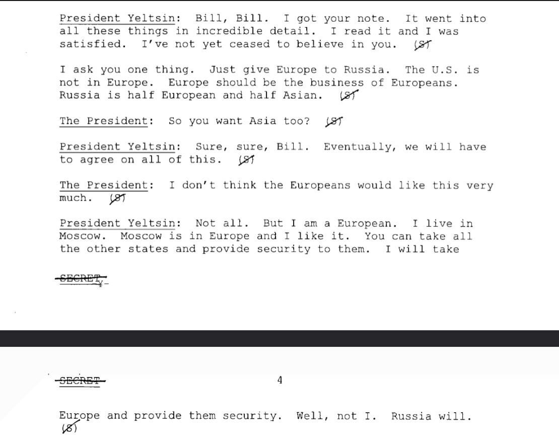 Excerpt from Yeltsin’s conversation with Clinton in Istanbul 1999