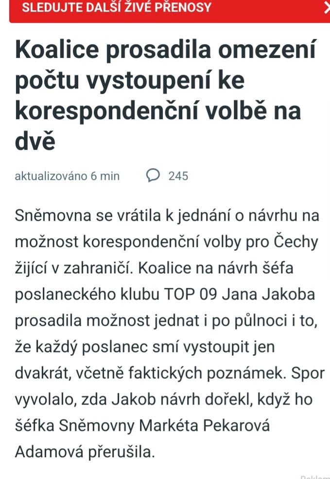 Stream jednani z poslanecke snemovny je ted docela zabava
