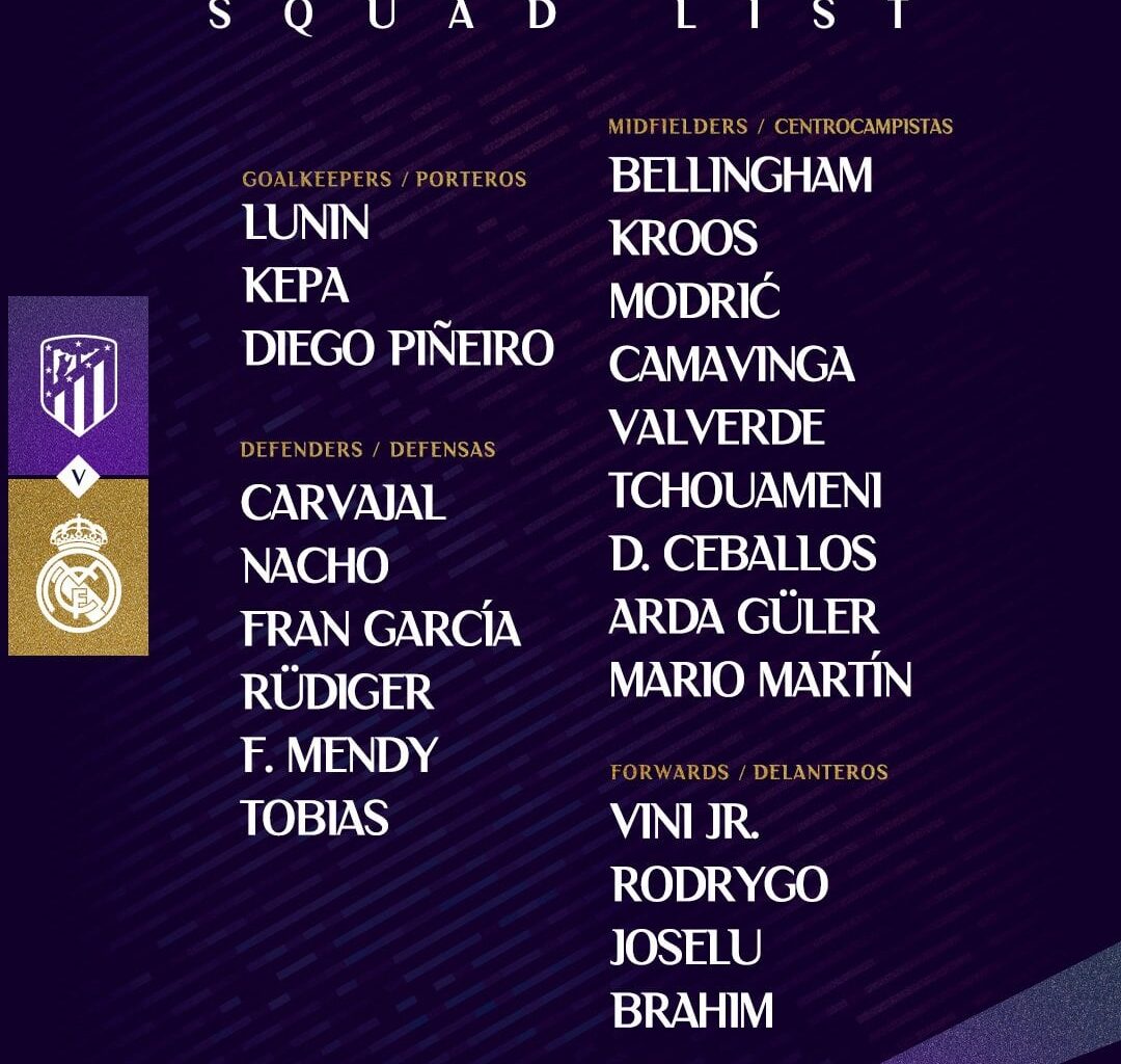 📋✅ Our squad for the match 🆚 Atletico