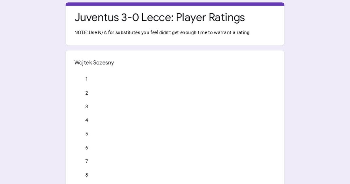 Juve Lecce: Player Ratings!