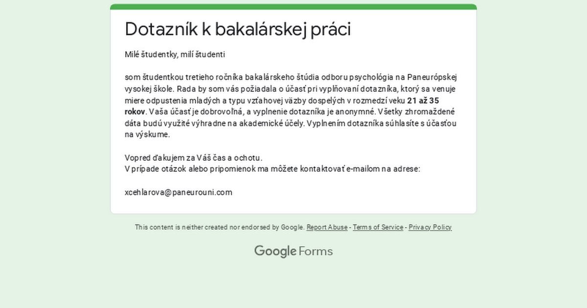 [All] [10] Dotazník k bakalárskej práci.