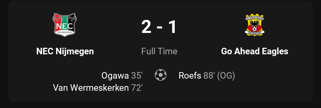 NEC Nijmegen eliminates Go Ahead Eagles at home from KNVB beker