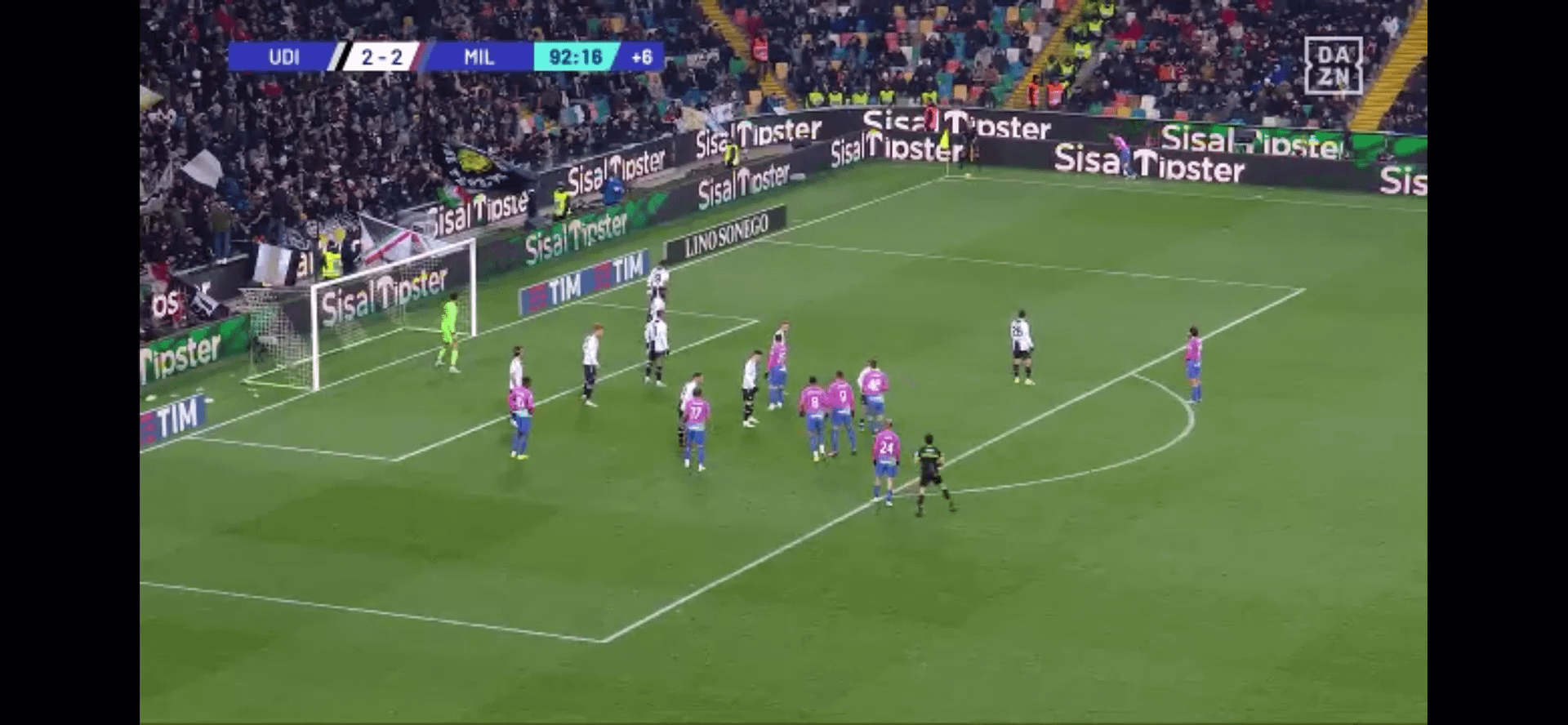 Okafor, Udinese 2 - [3] Milan. 94'. Last minute goal.