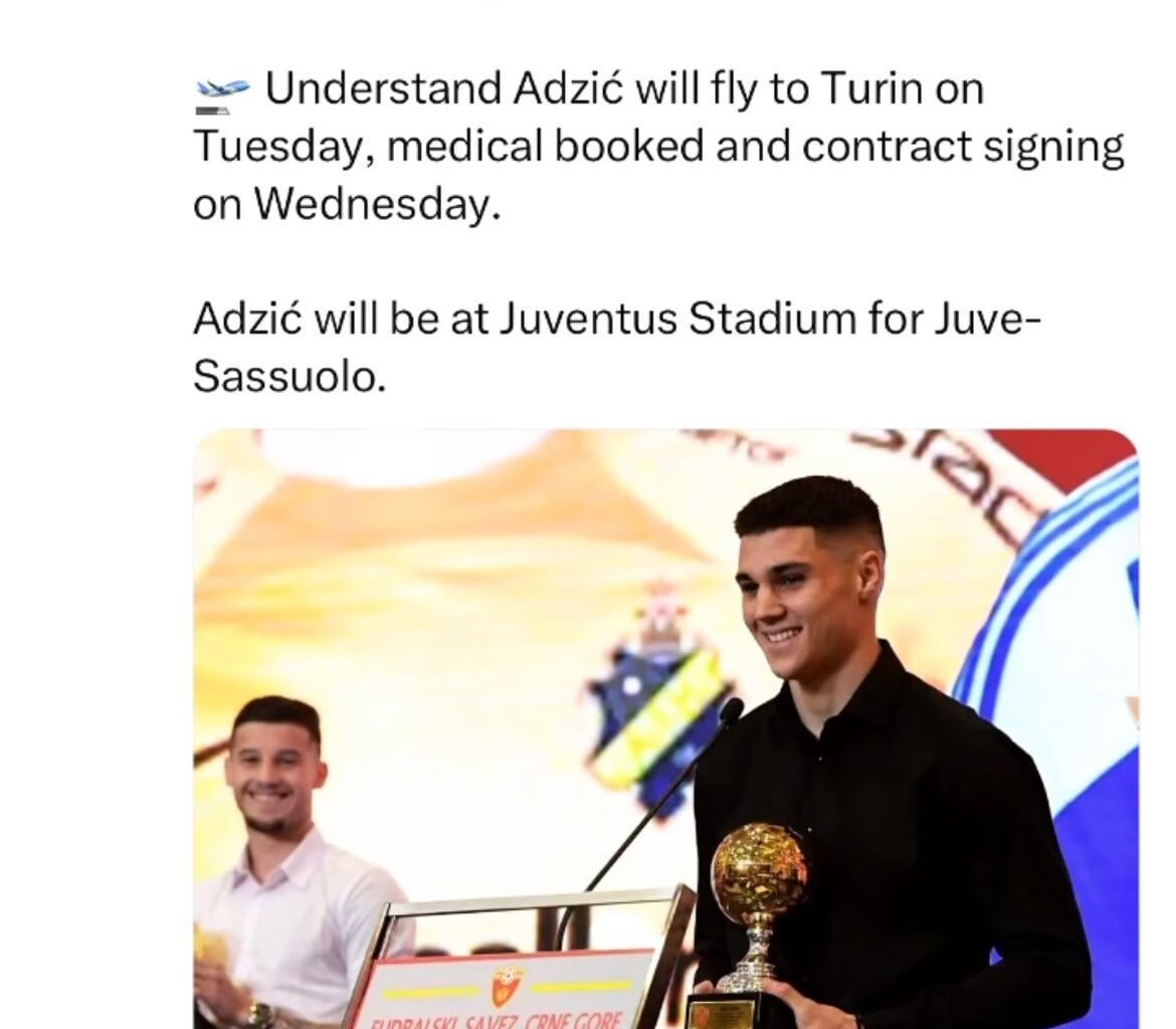 Juventus have finally sealed all the documents for Vasilije Adzic (2006) — deal done, here we go now confirmed.