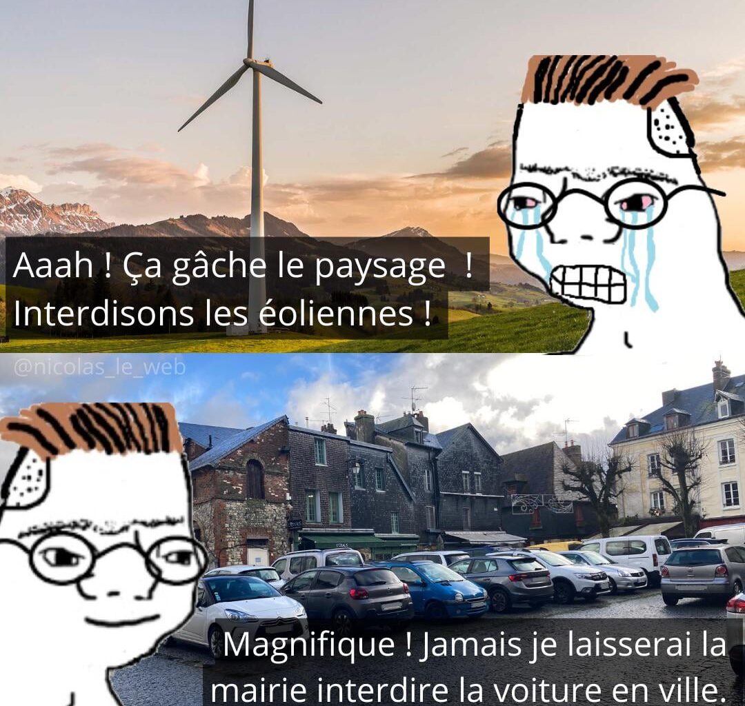 Les voitures qui prennent toute la place dans les villes et villages gâchent le paysage, change my mind