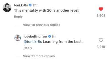 Kroos and Jude under Jude’s Insta post after victory.