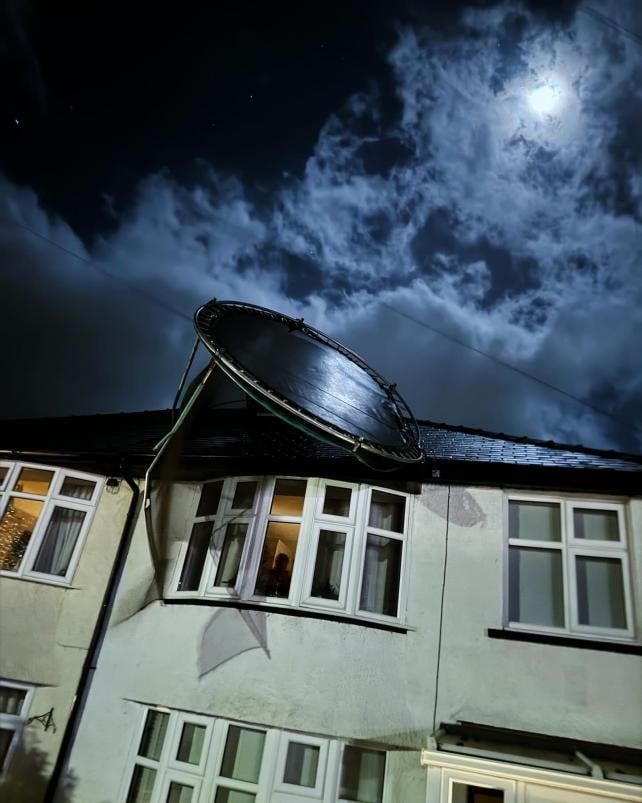 Trampoline on some-ones roof last night