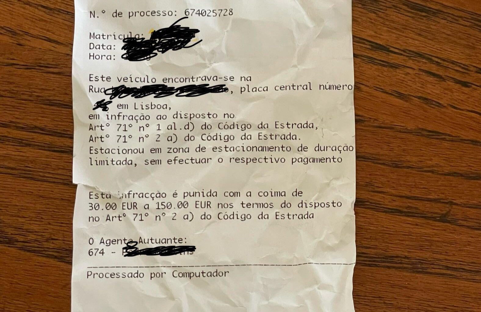 Multa sem valor nem forma de pagamento