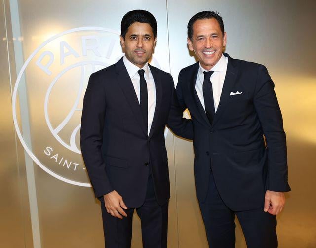 Pedro Proença (presidente da European Leagues) assistiu à final da Supertaça francesa ao lado de Nassr Al-Khelaifi (presidente da ECA) e de Vincent Labrune (presidente da Federação Francesa)