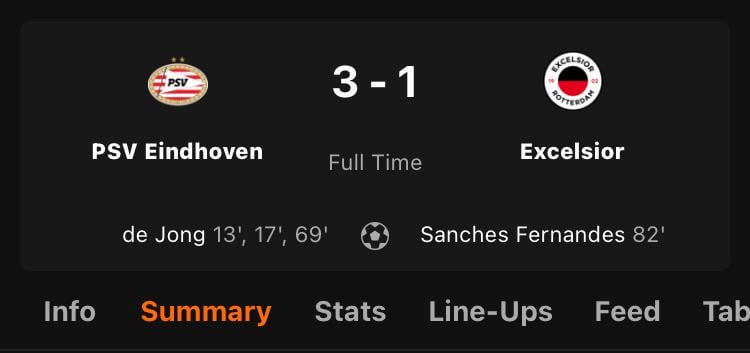 PSV beats Excelsior after tense ending and matches Eredivisie record of 17 wins in a row since the start of the league: 3-1