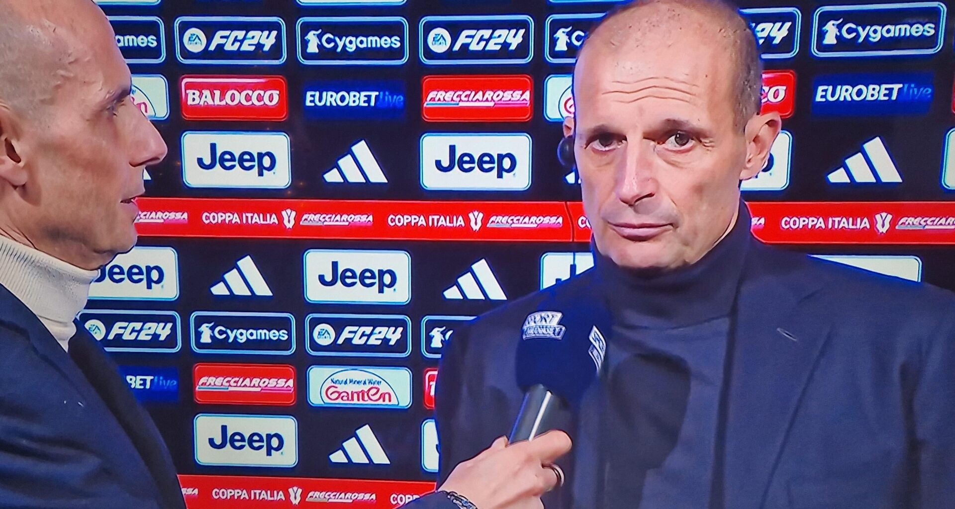 Max Allegri's expression in the post-match interview after scoring 6 goals