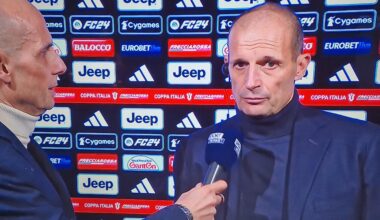 Max Allegri's expression in the post-match interview after scoring 6 goals