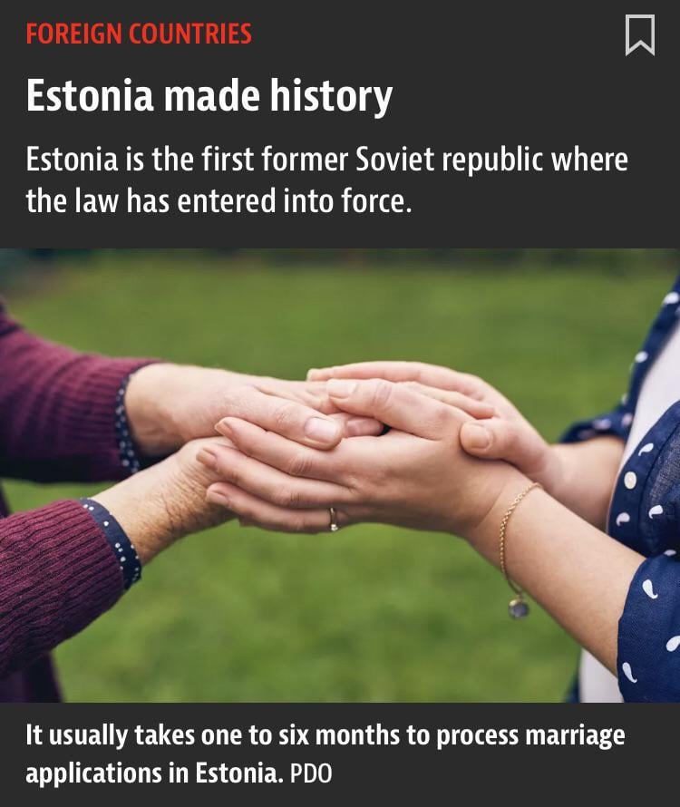 Finns point of view when Estonia legalizes same-sex marriage