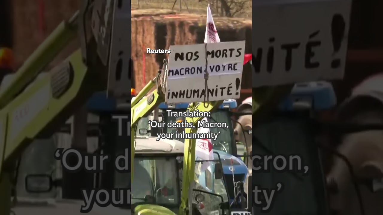 Tractors play Baby shark at French protest #shorts