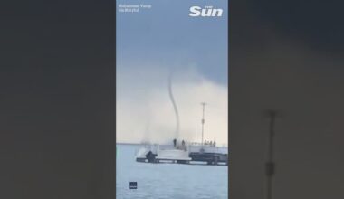 Eerie moment two waterspouts swirl off the coast of Indonesia #shorts