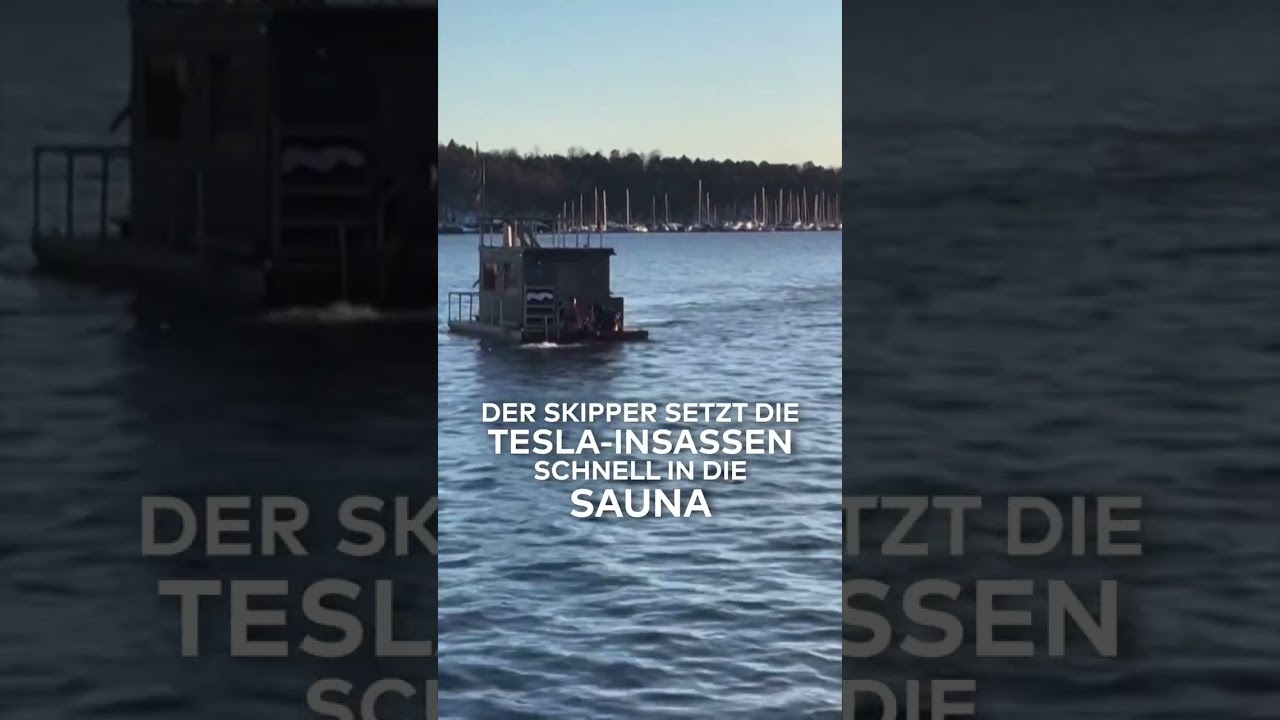 UNGLAUBLICH: Saunaboot rettet unterkühlte Tesla-Fahrer aus Hafenbecken | WELT #shorts