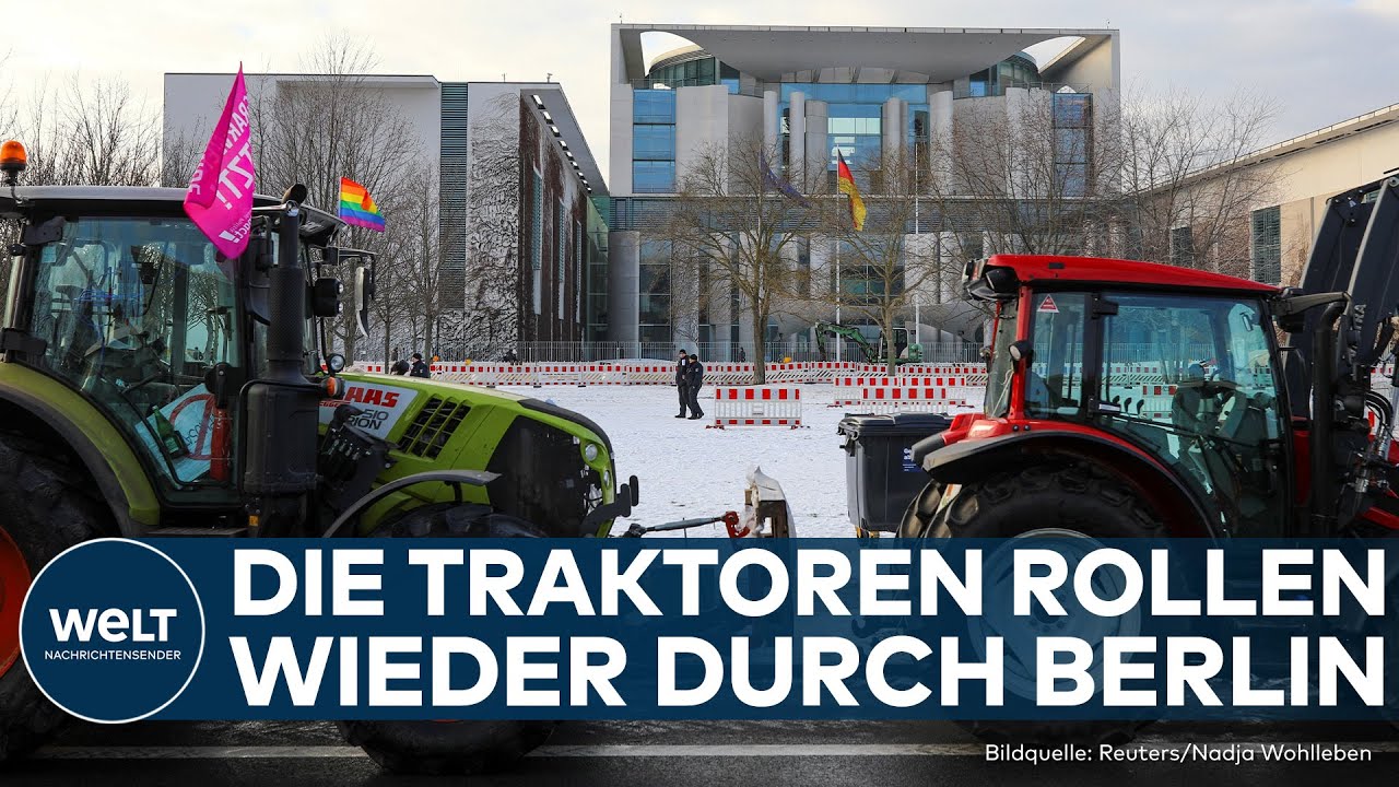 BAUERNPROTEST GEHT WEITER: Traktor-Korso demonstrieren vor Berliner Parteizentralen
