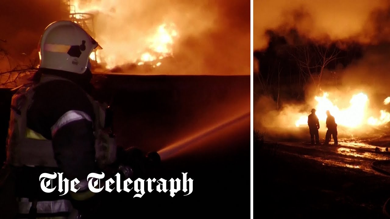 Bodycam captures rescue of women and children from drone strike fires in Kharkiv