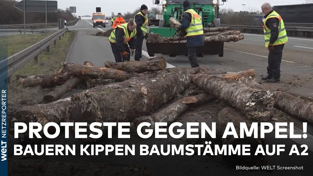 DEUTSCHLAND: Eskalation bei Protesten gegen Ampel? Bauern kippen Baumstämme auf Autobahn