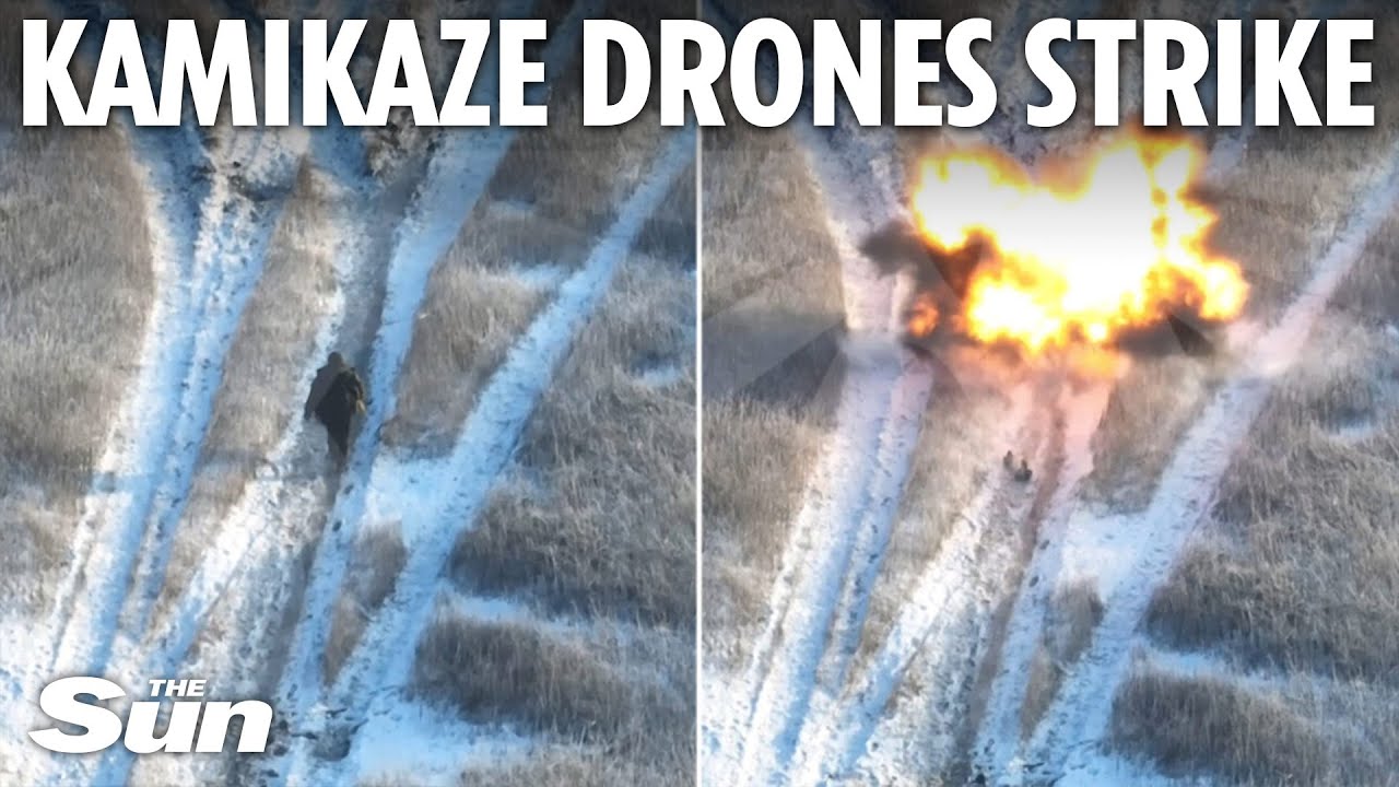 Ukrainian kamikaze drone swoops on unsuspecting Russian soldier with precision