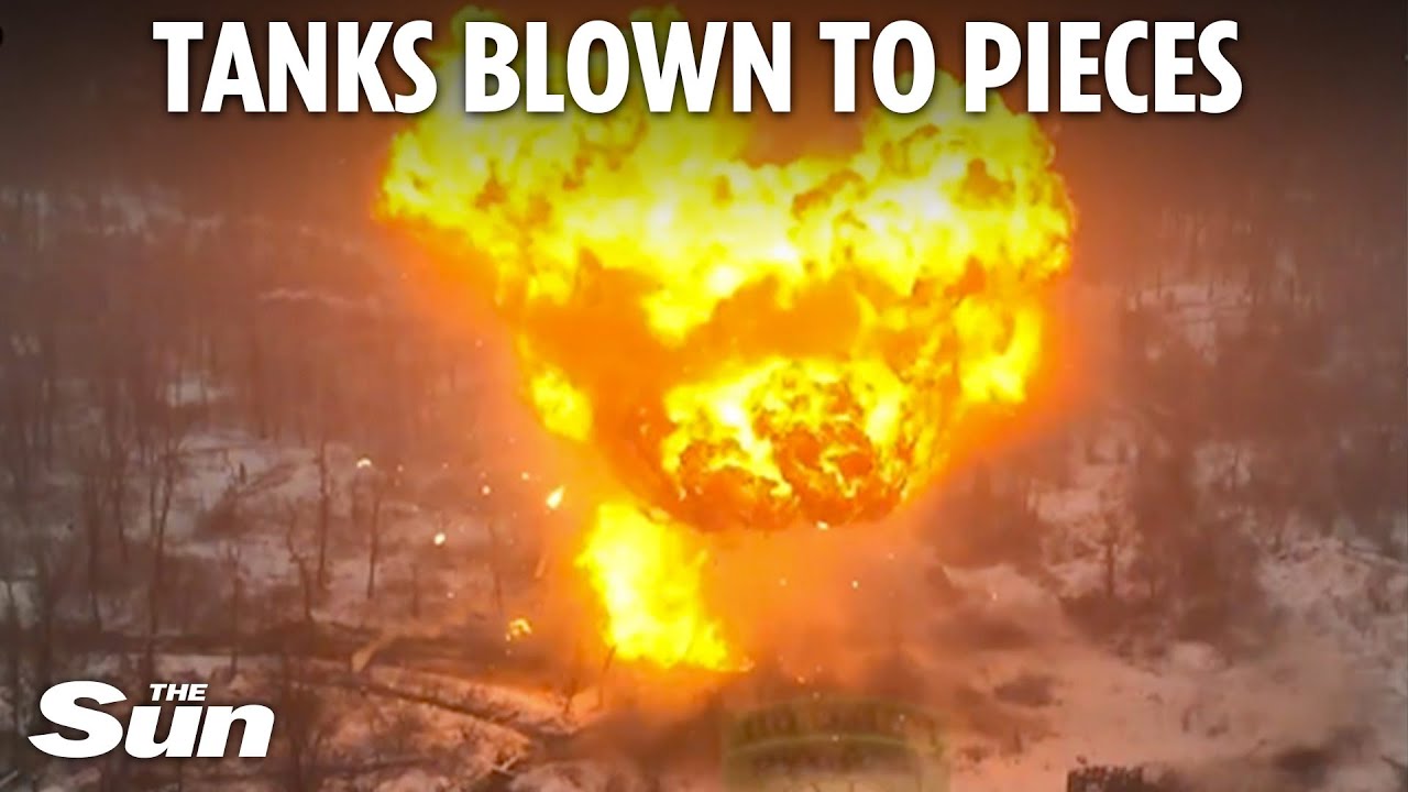 Russian troops abandon tanks as Ukrainian drones blow them to pieces