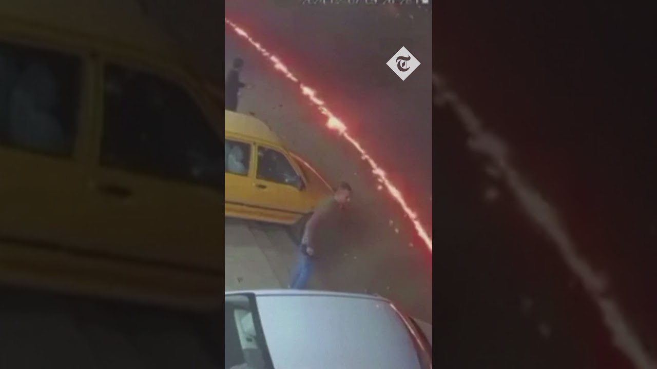 CCTV captures moment a car is set alight after a US strike on a Hezbollah commander in Baghdad