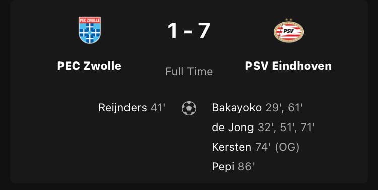PSV makes meatloaf out of PEC and gives Brazilian PEC fans PTSD flashbacks in dominating victory: 1-7