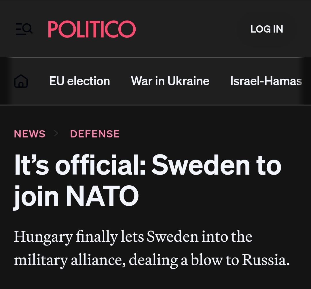 Finally, Sweden can into NATO