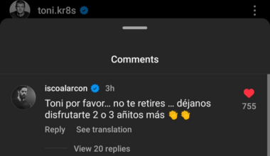 Isco on Toni's last post 🥹