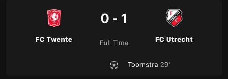 FC Twente drops crucial points in fight for 2nd place as FC Utrecht keeps rising: 0-1