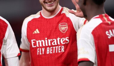 [Football on TNT Sports] Arsenal are the first team in Premier League history to score two goals in SEVEN consecutive halves of football